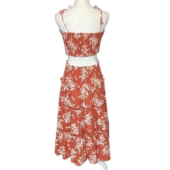 House of Harlow Linen Skirt Set Terracotta Floral Size M NEW - Picture 4 of 12